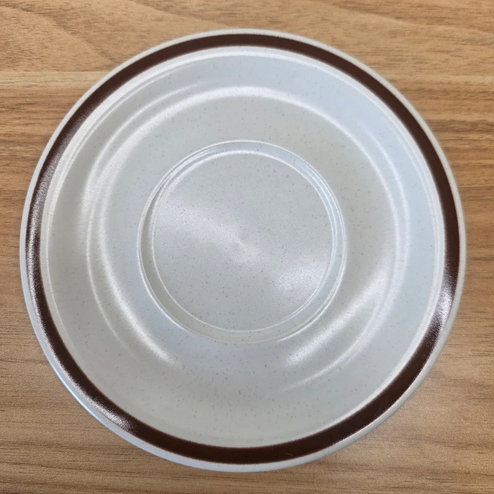 4 Vintage Woodhaven Collection Sandusky Saucers Stoneware Brown Band Japan